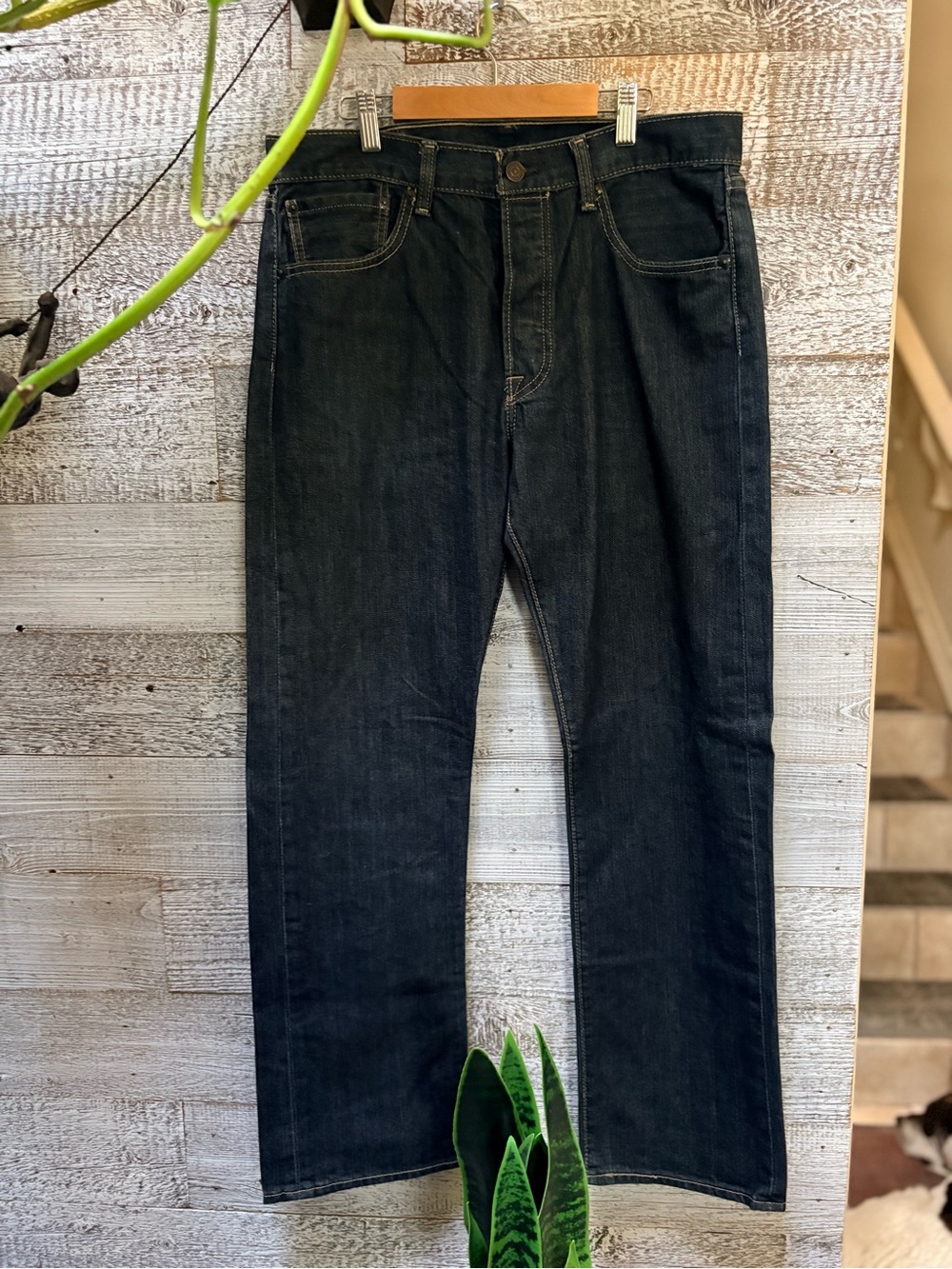 Levi's 501 Dark-Wash Button-Fly Straight-Leg Jeans - Men's 32x30